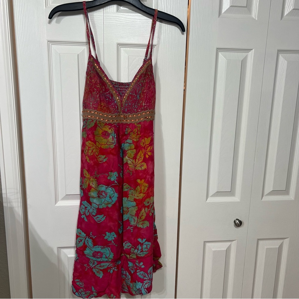 Spaghetti Strap Floral Maxi Dress in Fuchsia